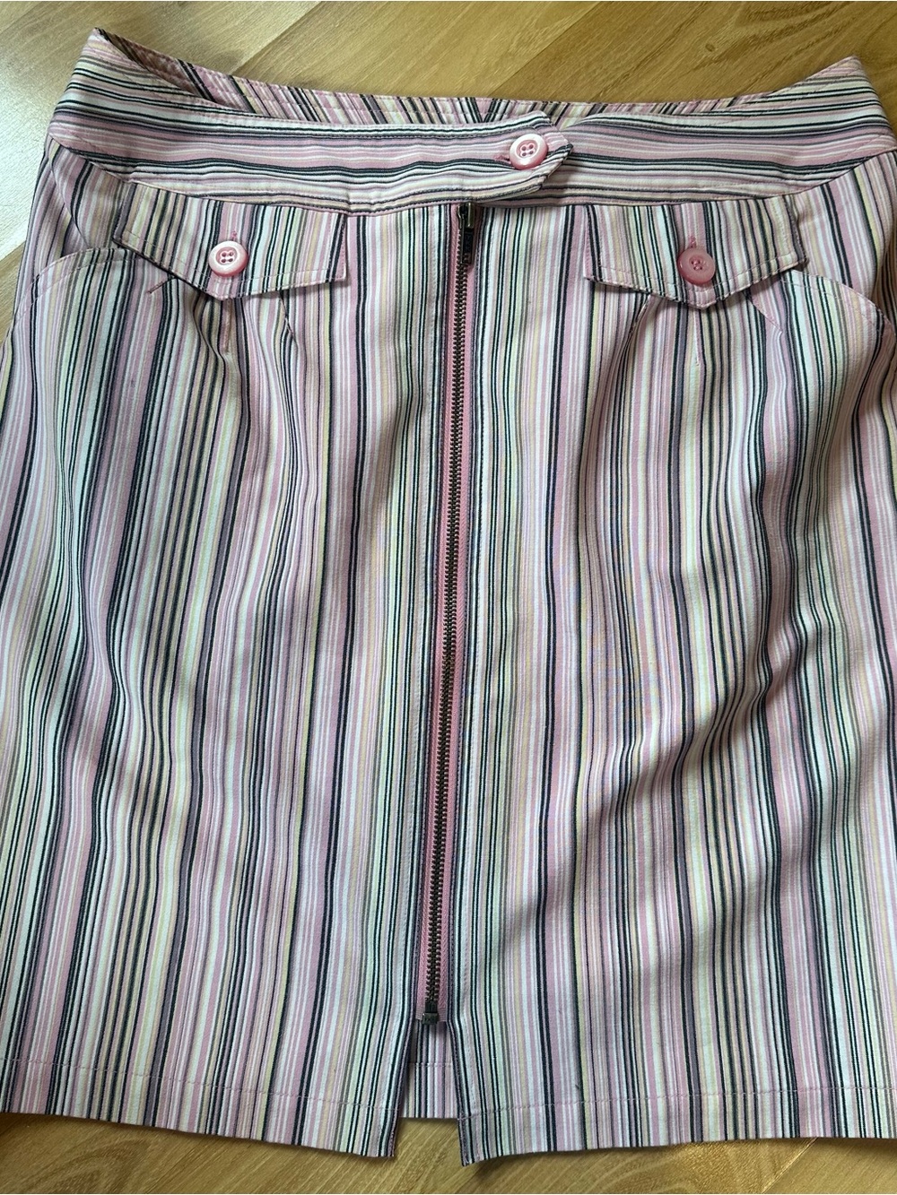 Nicole Miller Y2K Pink Stripe Zip Mini Skirt